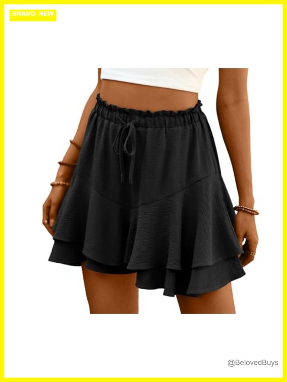 Flowy Ruffle Tiered Skorts Women Summer Boho Butterfly Hem Drawstring